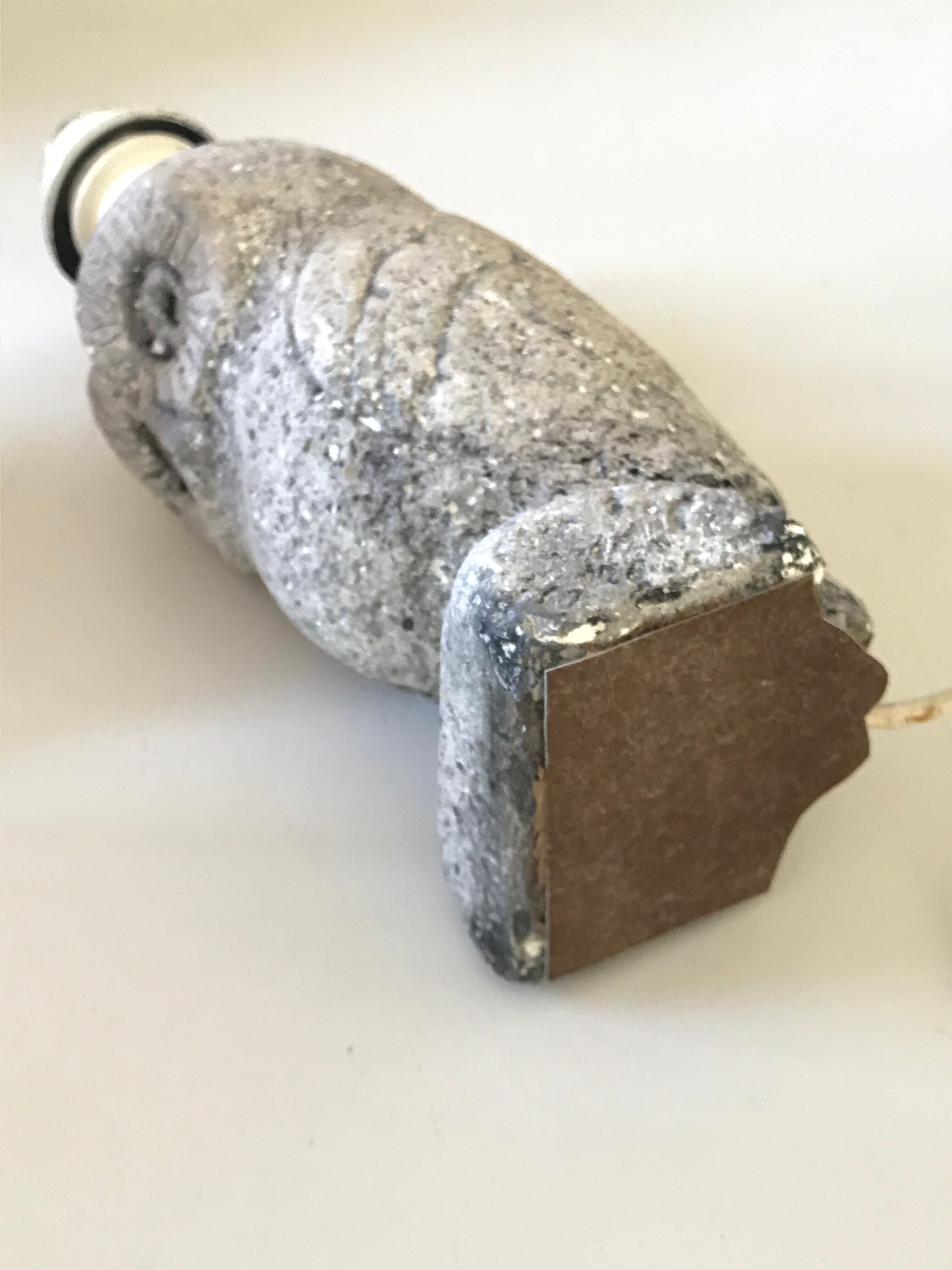 Vintage stone owl lamp