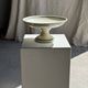 Pedestal dish in earthenware with green plant friezes H12 D24