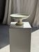 Pedestal dish in earthenware with green plant friezes H12 D24