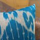 Vintage Uzbek Pillow, Boho Moroccan Decor, Handmade Silk Square Cushion