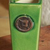 Vase en céramique craquelée vert