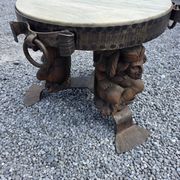 Wrought iron and marble coffee table, Jean Maurice Rothschild, circa 1950.