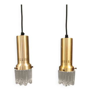 Deux lampes suspendues en forme de stalactite de la marque danoise Vitrika, années 1970-80.