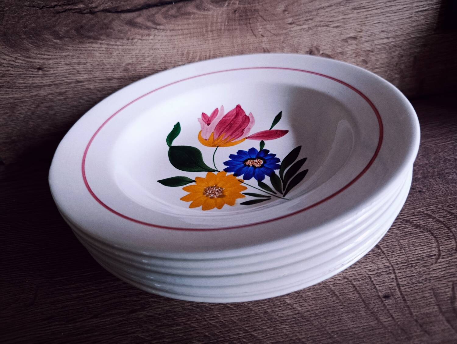 7 antique earthenware soup plates from Sélestat de Sarreguemines