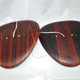 Reggiani, pair of vintage sconces opaline blanche palissandre, 1950, italy