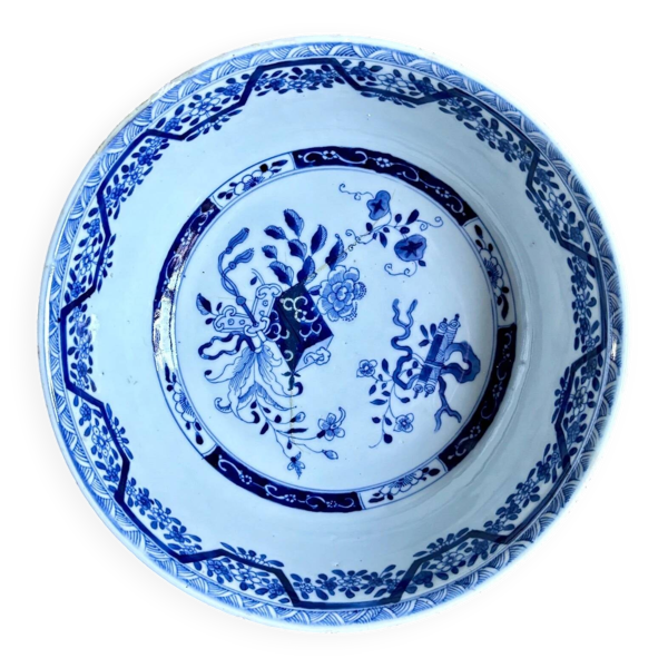 Saladier Compagnie des Indes en porcelaine bleue