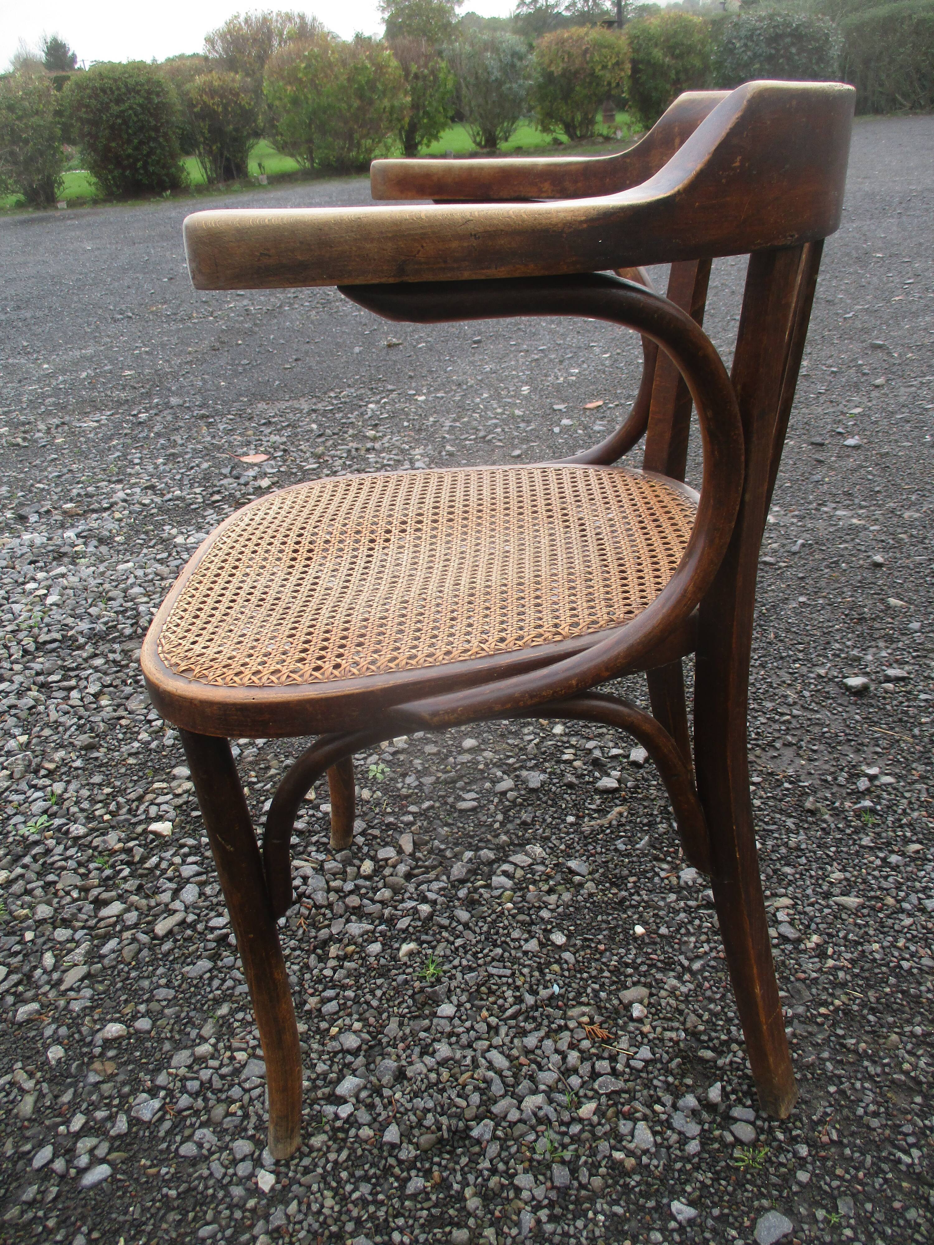 Canned bentwood armchair