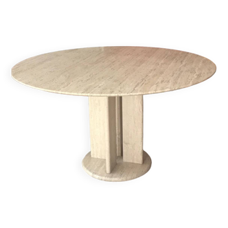 Round travertine dining table