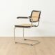 Thonet | Chaise cantilever de Marcel Breuer, époque Bauhaus, chrome, cannage de Vienne, bois noir, accoudoirs