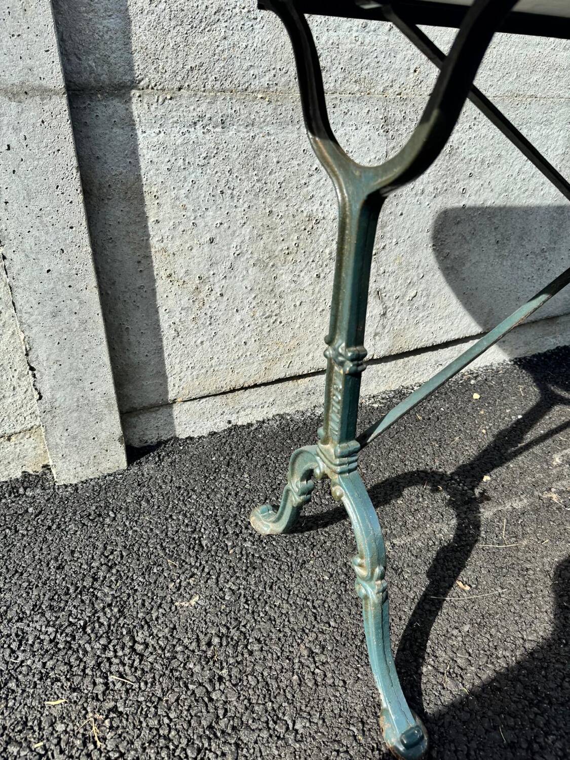 Godin cast iron and marble bistro table. 50's