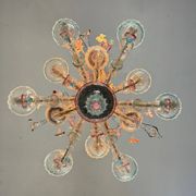 Rezzonico Venetian chandelier in multicolored Murano glass, 12 light arms, circa 1900
