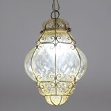 Set of 2 Wonderful Amber Vintage Venetian Lantern, Murano Glass, Italy, 1950s