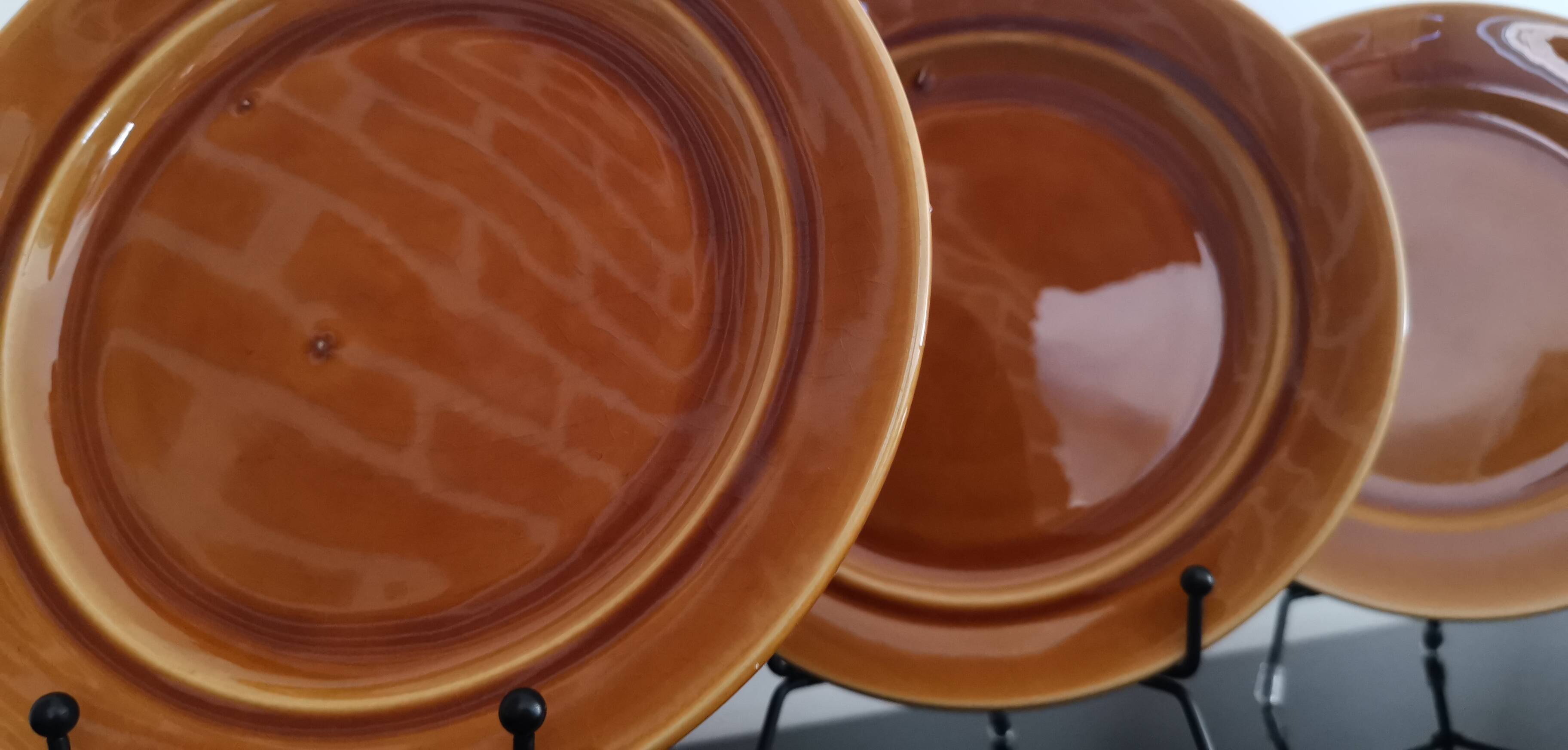 St Amand caramel glazed ceramic dessert plates