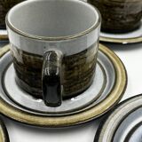 Set of 6 Steinzeug cups, milk jug and sugar bowl