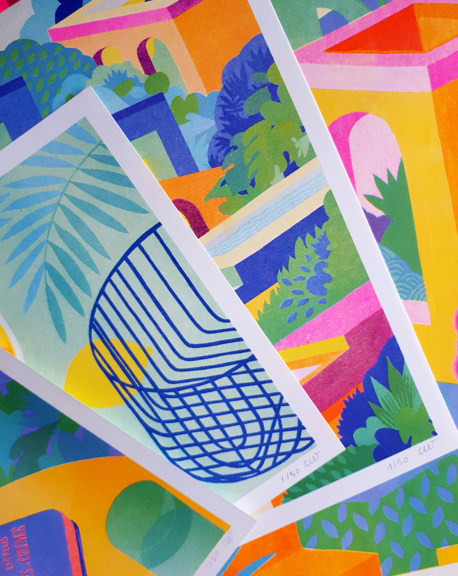 Illustration A4, houses, in risography