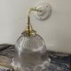 Vintage wall lamp in electrified holophane glass to new