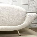 Vintage sofa bench 2 places in curly wool