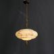 Art Deco Pendant Light with Twisted Stem, Marbled Effect, Metal and Brass - 1930s