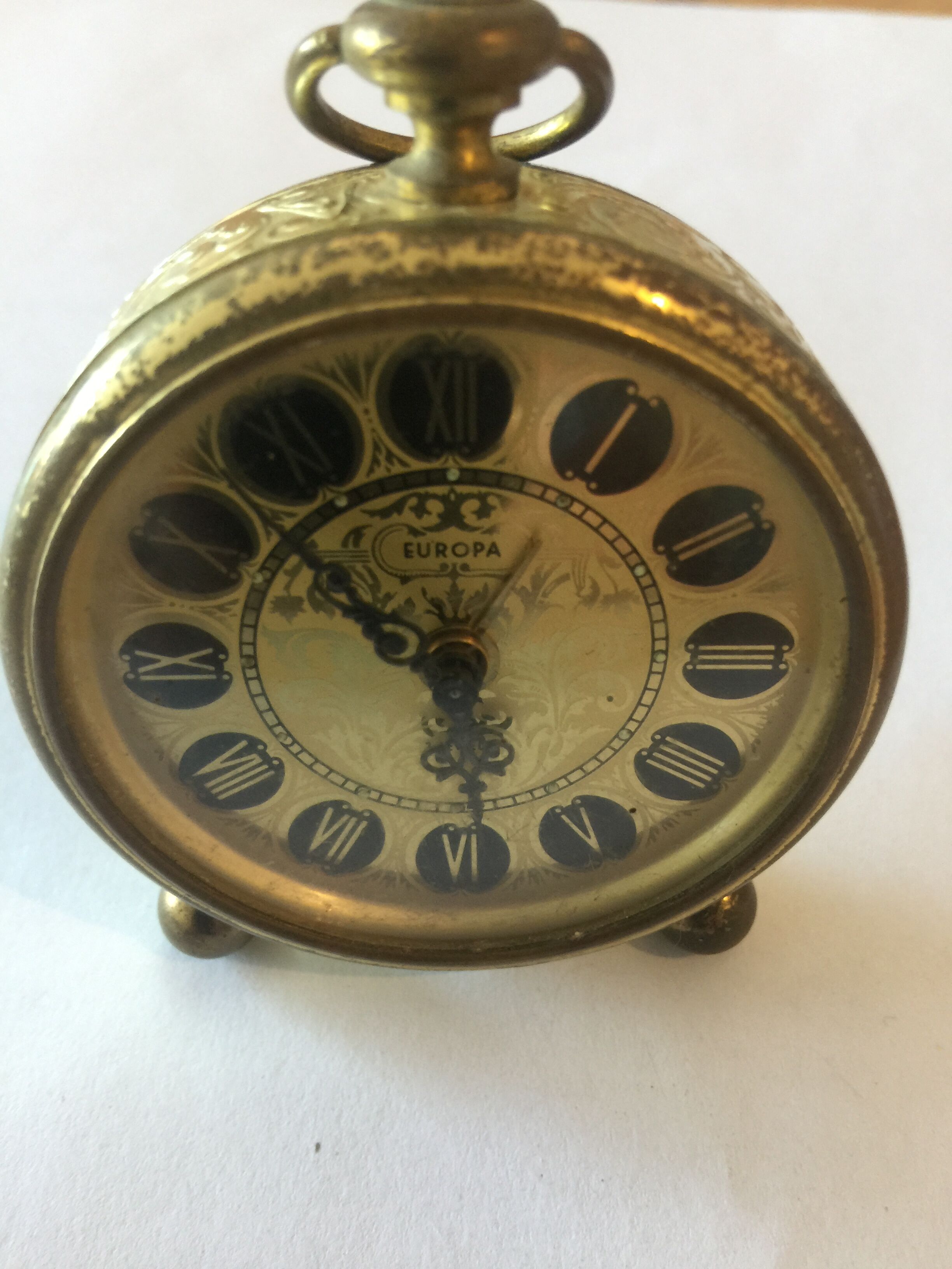 Vintage Europa alarm clock in brass year 1960