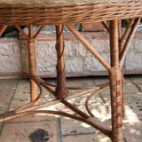 Table d'appoint en rotin / osier tressé - années 1960