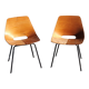 Pair of tonneau chairs by Pierre Guariche plywood base tubes 1954