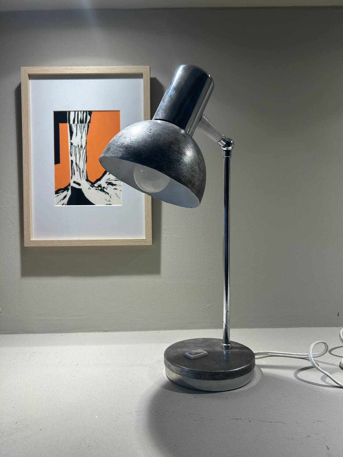 Vintage brushed steel desk lamp