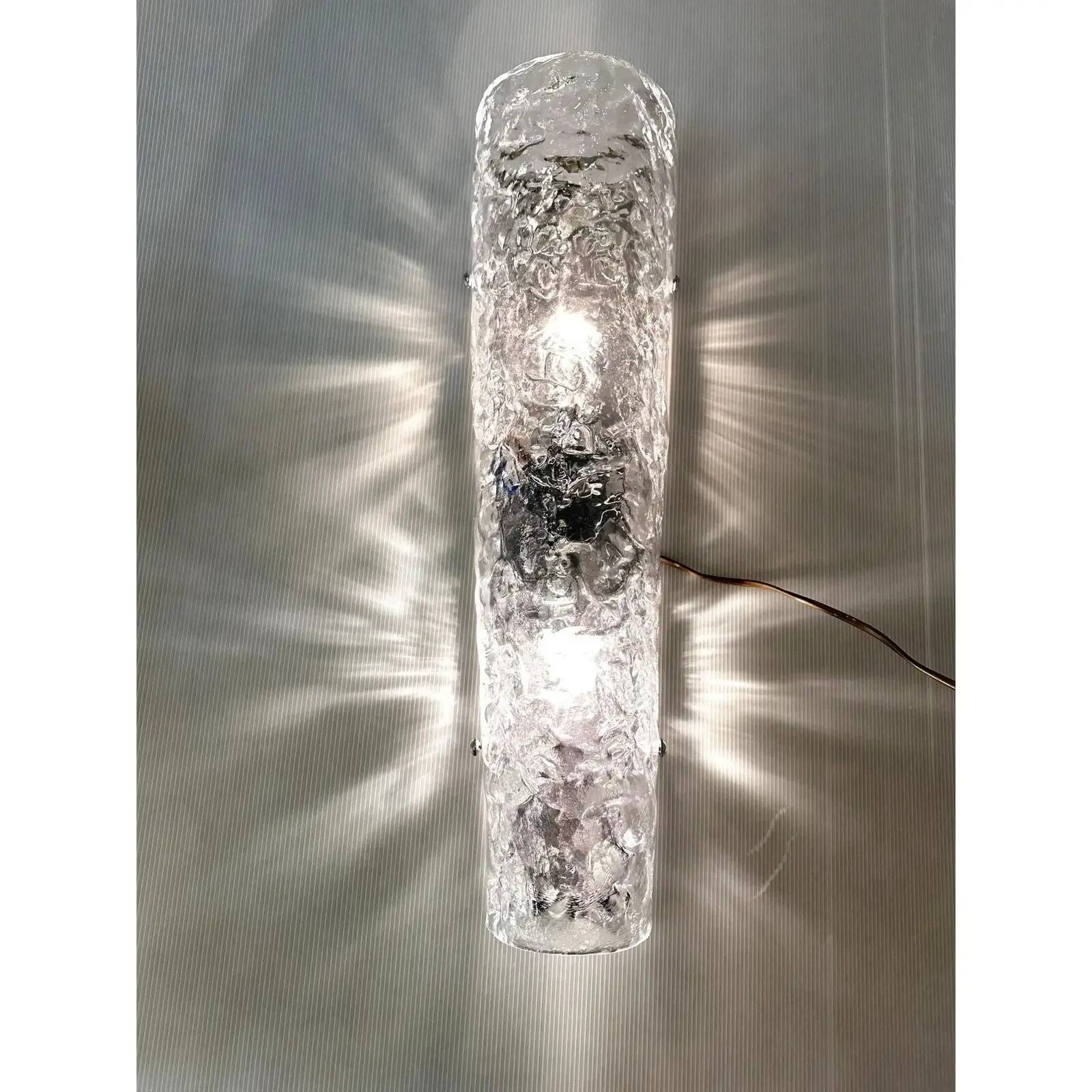 Elegant Transparent Hammered Glass Wall Sconces with Italian Murano Influen