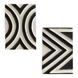 Two Imigongo paintings / panels traditional art from Rwanda
