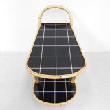 Bamboo serving trolley on castors