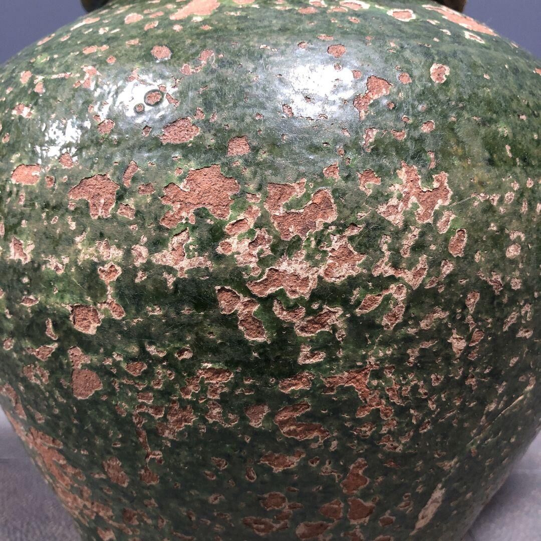 Dark green jug enamelled