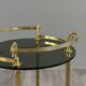 Rolling serving table in gold metal and smoked glass, 20th century