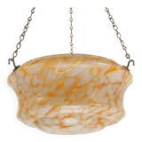 Plafonnier/abat-jour attrape-mouches Art déco des années 1930 en verre orange et blanc