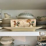 Lunéville asparagus dish in polychrome and gilded ironstone