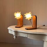 Pair of pink bedside lamps or wall lights
