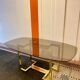 Belgo chrome dining table from the 70s with smoked glass