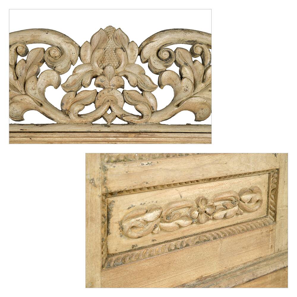 Antique Indian double-leaf door in carved solid wood