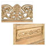 Ancienne porte indienne à deux battants en bois massif sculpté