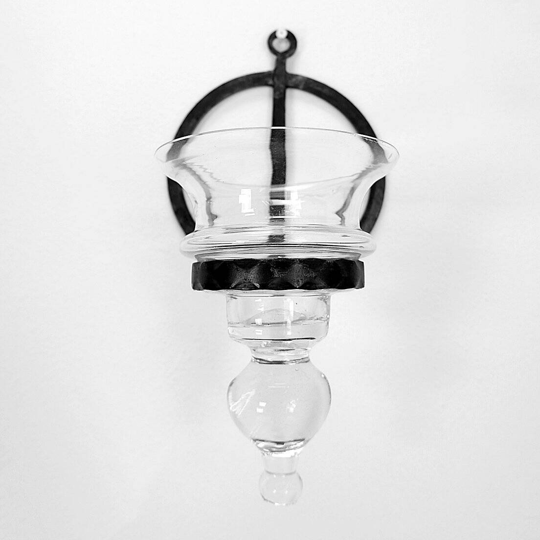 Wrought iron and glass wall candle holder by Bertil Vallien for Boda