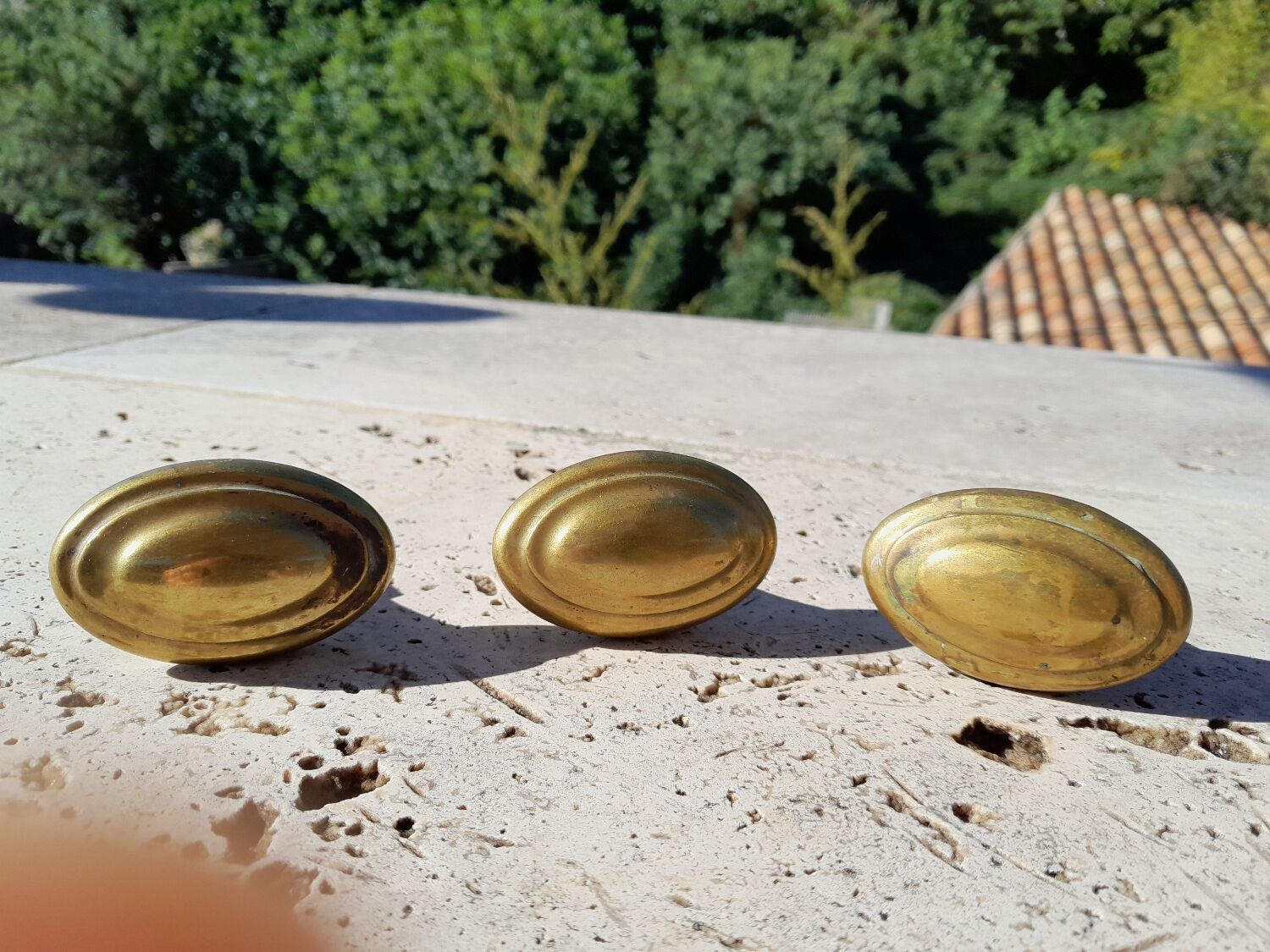 Old brass door handles