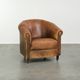 Vintage sheepskin clubchair in a beautiful cognac colour with a sturdy look