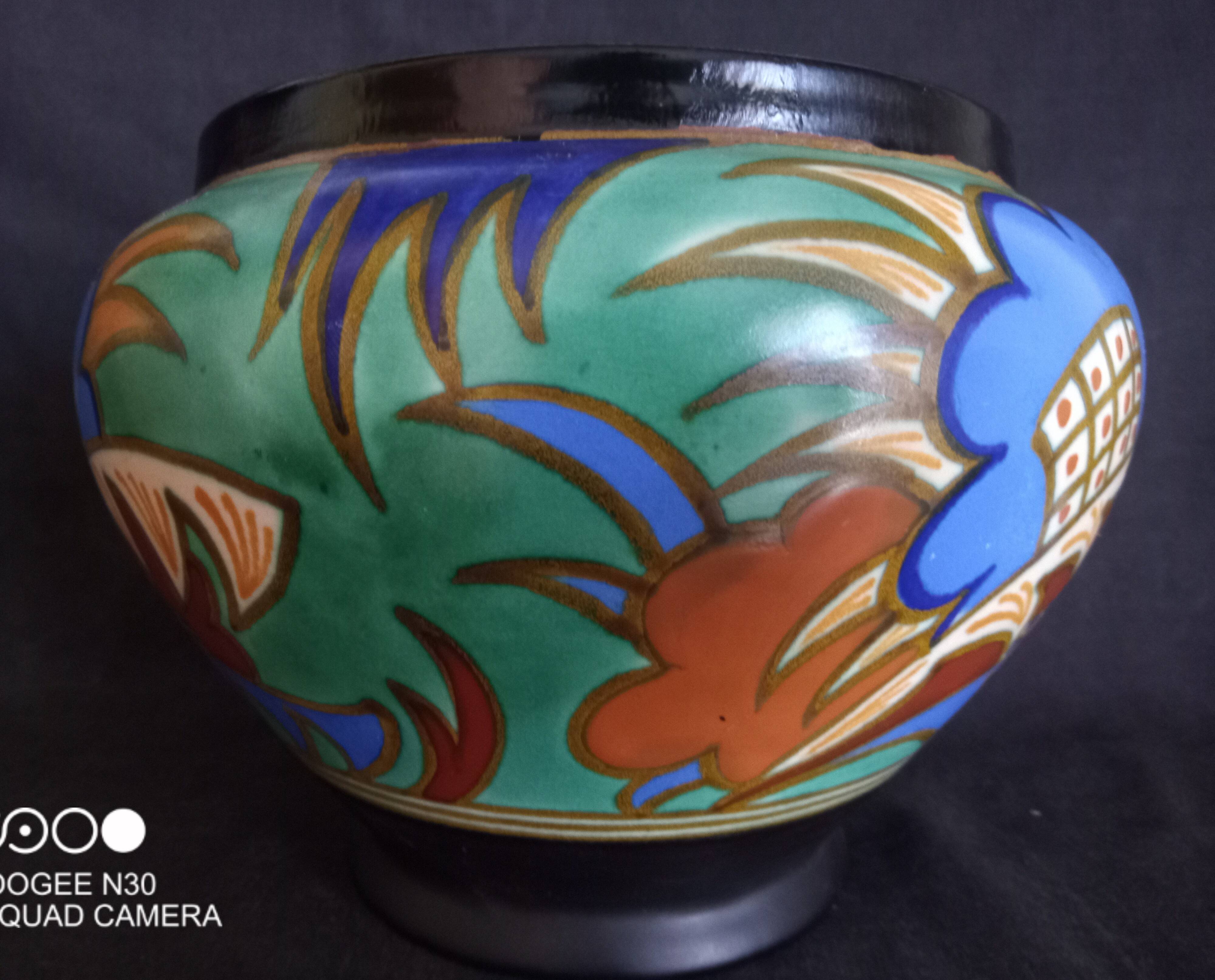 Large Gouda Vase, Art Deco geometric patterns, 1920s