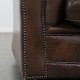 Large, Dark Cowhide Leather Chesterfield Armchair