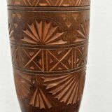 Turned and carved wooden vase, mid-20th century