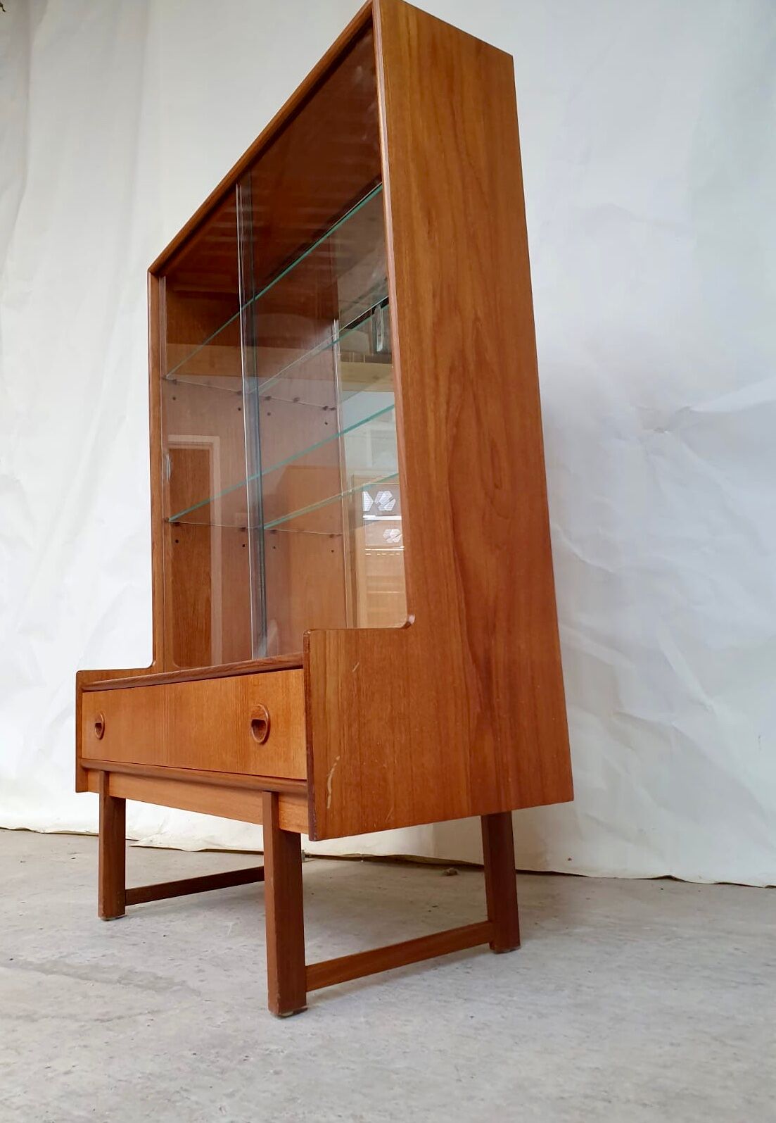 Vtg mid century teak turnidge wall shelving unit room divide Danish design