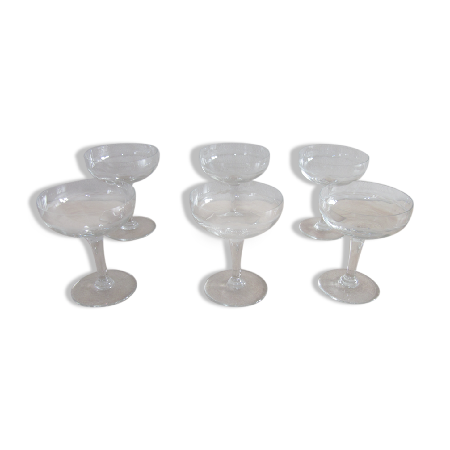 6 old champagne glasses