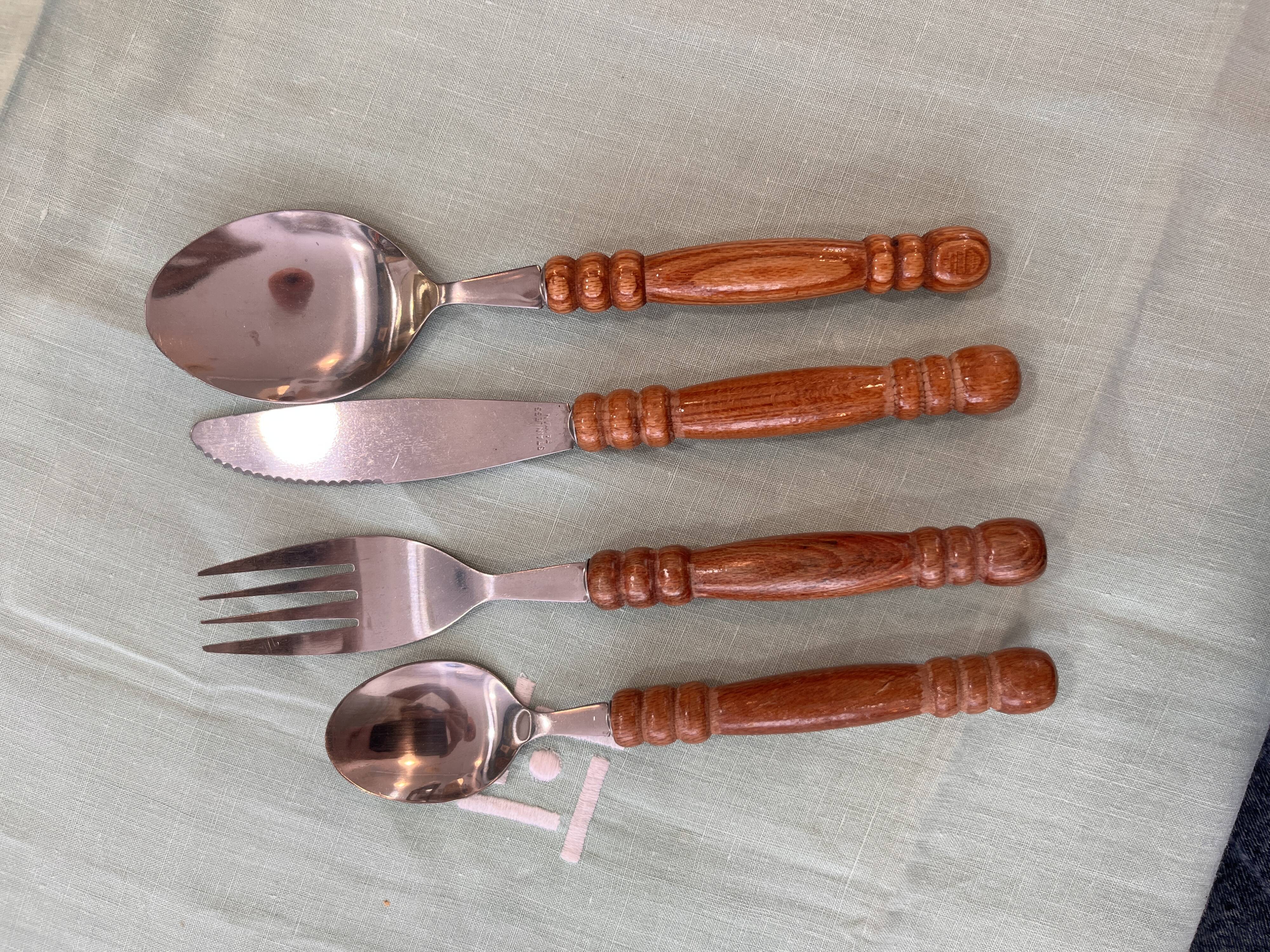 Vintage wooden cutlery set