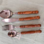 Vintage wooden cutlery set