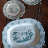 large 19th century earthenware dish and plates with Chinese decor