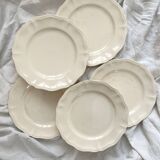 5 Sarreguemines ivory scalloped earthenware dinner plates