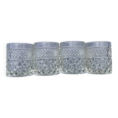 Suite de 4 verres vintage années 60-70 en verre moulé